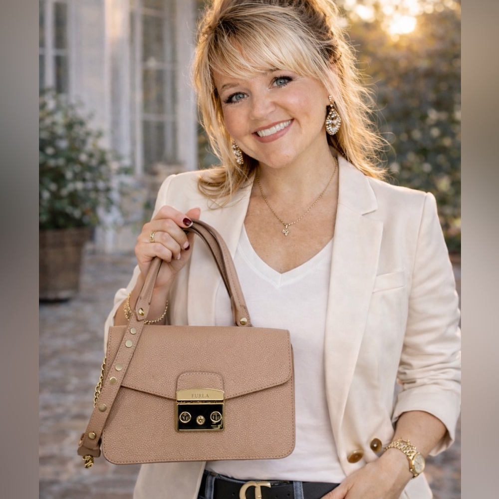 FURLA Metropolis Toupe Leather Shoulder Bag